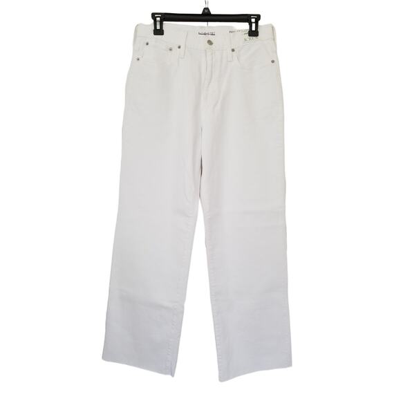 J. Crew Petite Slim Wide Leg Jeans Size 27P White Raw Hem Cropped NWT $148 BP463 - Picture 1 of 8